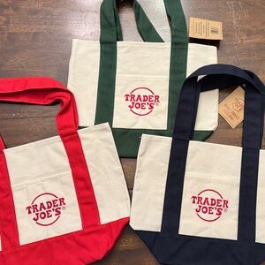 Trader Joe’s Canvas Tote Bag Set - Red, Green, Navy